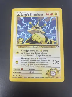 Lt. Surge’s Electabuzz 6/132 Holo Gym Heroes Pokemon TCG Card - Image 1