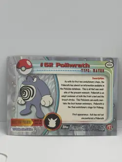 Poliwrath #62 Topps Series 1 Non-Holo Blue Logo Pokemon TCG NM - Image 2