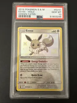2019 Pokemon Sun Moon Hidden Fates Eevee Holo #SV41/SV94 PSA 10 - Image 1