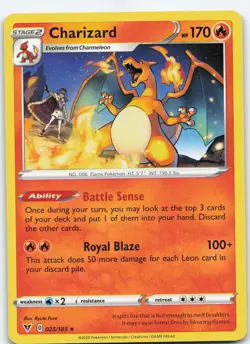 Charizard 025/185 Rare Normal SWSH04: Vivid Voltage NM Pokemon - Image 1