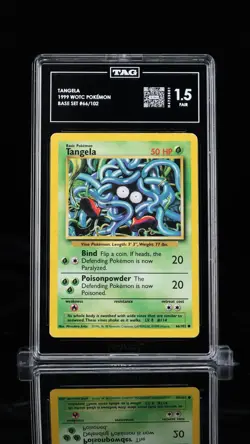 Tangela 1999 Pokemon Base Set #66/102 - TAG 1.5 Fair WOTC Vintage - Image 1