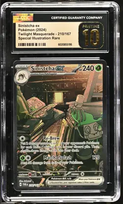 CGC PRISTINE 10 2024 Pokemon Twm EN-Twilight Masquerade Sinistcha EX #210 SIR - Image 1