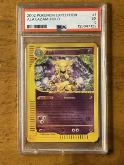 2002 Alakazam Holo 1/165 Expedition Pokemon Card PSA 5 EX RARE TCG WOTC VINTAGE - Image 1