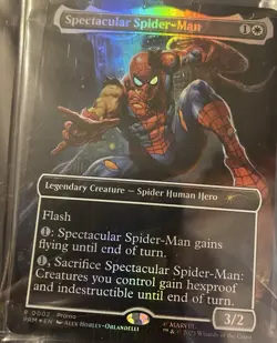 Magic The Gathering Spectacular Spider-Man Battle Damage Card Marvel Legends - Image 1