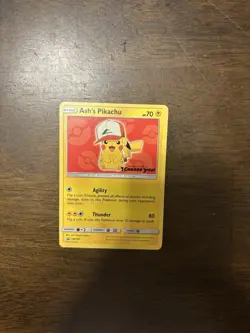Ash's Pikachu SM109 Black Star Promo Pokemon Card Mint Condition - Image 1