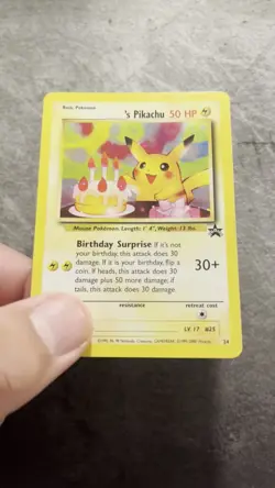 Pokemon Pikachu TCG Birthday Card Holo Rare - Promo, Vintage 1995, 96, 98 NM - Image 2