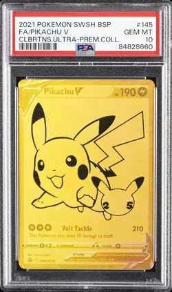 2021 POKEMON SWSH BLACK STAR PROMO #145 FULL ART/PIKACHU V PSA 10 - Image 1