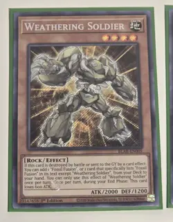 Weathering Soldier BLAR-EN005 Secret Rare 1st Edition Yugioh TCG Card Lot ×3 NM - Image 3