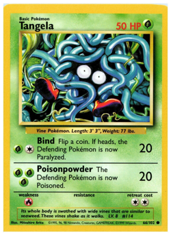 Pokemon TCG Tangela Base Set 66/102 Regular Unlimited Common Card - Image 1