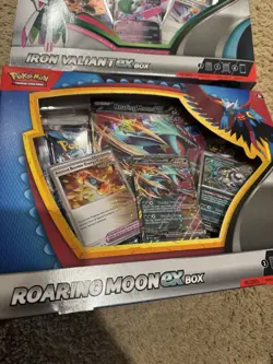 Pokemon TCG Iron ValiantEx+Roaring MoonEx Card Boxs 8 Booster Packs New/Sealed - Image 3