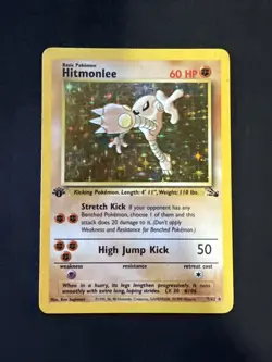 Hitmonlee 7/62 Fossil 1st Edition Holo Rare Vintage 1999 WOTC Pokemon Card - Image 1