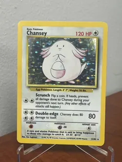 Chansey 3/102 Pokemon Base Set Unlimited Holo Rare Card WOTC MP - Image 1