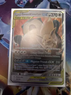 Pokemon TCG Eevee & Snorlax GX Holo Ultra Rare Card Sun and Moon Team Up 120/181 - Image 1