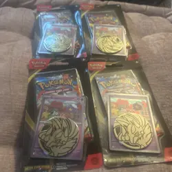 Pokemon Mega Evolution Sleeved Booster Pack With Promo Card & 1 Coin (4 Pack Lot - Image 1