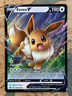 Pokemon Card TCG - Eevee V SWSH065 Black Star Promo Sword & Shield Promo NM - Image 2