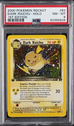 2000 POKEMON ROCKET 1ST ED #83 DARK RAICHU-HOLO PSA 8 - Image 1