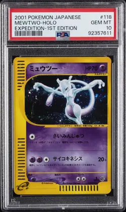 2001 POKEMON JPN EXPEDITION 1ST ED #118 MEWTWO-HOLO PSA 10 - Image 1