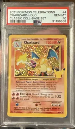 2021 Pokemon Celebrations Charizard #4-Holo PSA 10 Classic Collection Base Set - Image 1
