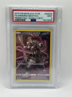Armored Mewtwo SM228 BLACK STAR PROMO 2019 Pokemon fall collectors chest- PSA 9 - Image 1