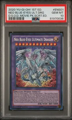 Neo Blue-Eyes Ultimate Dragon Yugioh 2020 MVP1-ENS01 Secret Rare 1st PSA 10 - Image 1