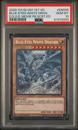Blue-Eyes White Dragon Yugioh 2020 MVP1-ENS55 Secret Rare 1st Edition PSA 10 - Image 1