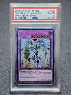 2023 Yugioh SGX3-ENI25 Elemental HERO Shining Flare Wingman Secret 1st PSA 10 - Image 1