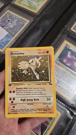 Hitmonlee 1st Edition Holo Rare Pokemon Card 7/62 Fossil LP/NM Condition - Image 2