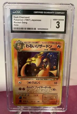 1997 Pokemon Dark Charizard Holo 006 Japanese Team Rocket TCG CGC 3 Graded Card - Image 2