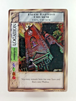 Faith Baptist Church - Mythos CCG card (1996 Chaosium Location Innsmouth Cthulhu - Image 1