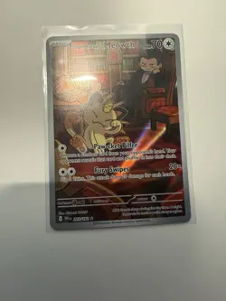 Team Rockets Meowth 203/182 SV10 Destined Rivals Illustrated Card Mint Condition - Image 1