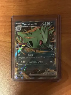 Pokemon TCG Tyranitar EX Prismatic Evolutions Holo Card 064/131 Stamped - Image 1
