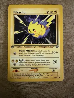 Pokemon Pikachu Card 70/111 First Edition WOTC Neo Genesis Vintage NM Or Mint - Image 1