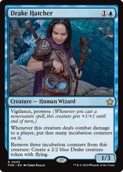 Drake Hatcher #35 Foundations MTG MAGIC HUMAN WIZARD R 0253 - Image 1