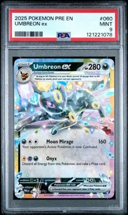 2025 POKEMON PRE EN-PRISMATIC EVOLUTIONS UMBREON EX 060/131 DOUBLE RARE PSA 9 - Image 1