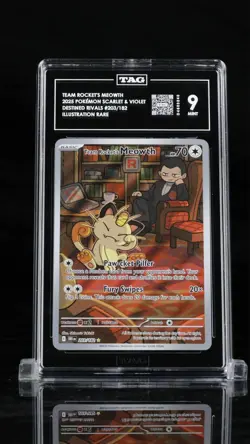 Team Rocket's Meowth 2025 pokemon Scarlet&Violet #203/182 Illustration Rare - Image 1