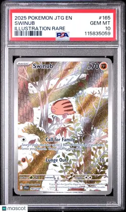2025 Pokemon JTG EN-Journey Together Swinub Illustration Rare PSA 10 165/159 - Image 1