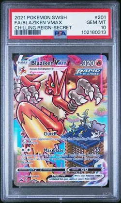 PSA 10 BLAZIKEN VMAX 201 CHILLING REIGN SWORD & SHIELD ALT ART POKEMON GEM MINT - Image 1