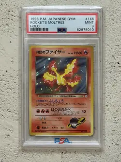 1999 Pokemon Japanese Gym Heroes #146 Blaines Moltres - Holo PSA 9 Mint W/ SWIRL - Image 1