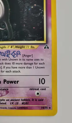 Moderately Played - Pokemon Holo Unown [A] 14/75 - Neo Discovery Unlimited - Image 3