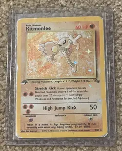 Hitmonlee 7/62 Fossil Holo 1st Edition Pokemon TCG Played Condition - Image 1