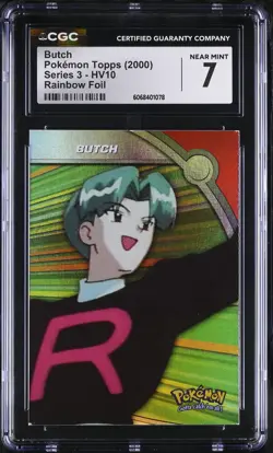 CGC 7 Butch Topps 2000 Series 3 HV10 Rainbow Foil Pokemon Card - Image 1
