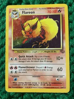 Flareon Jungle 3/64 Holo Rare Pokemon Card Vintage Wotc HP - Image 1