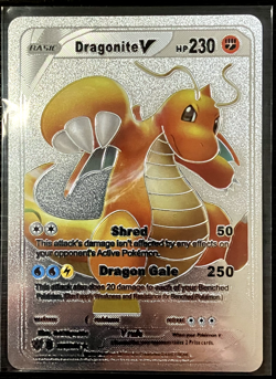 Dragonite V Baicis Silver Foil Fan Art Vinyl Collector Pokemon Card Costumed - Image 1