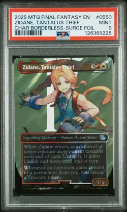 2025 MTG FINAL FANTASY BORDERLESS-SURGE FOIL ZIDANE TANTALUS THIEF PSA 9 - Image 1