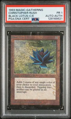 1993 MTG COLLECTOR'S EDITION BLACK LOTUS CHRISTOPHER RUSH PSA 1 AUTO AUTHENTIC - Image 1