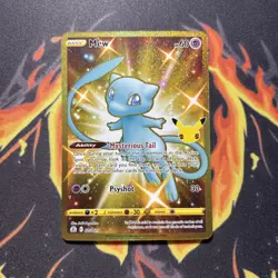 2021 Pokemon TCG Celebrations Mew 025/025 Gold Holo Secret Rare Card NM - Image 1