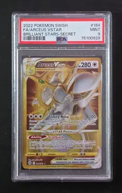 2022 Pokemon Brilliant Stars Arceus Vstar 184/172 Gold Secret Rare PSA 9 - Image 1
