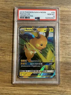 GRADED PSA 10 2019 Pokemon Sun & Moon Raichu GX Hidden Fates #20 - Image 1