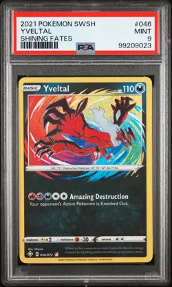 2021 POKEMON SWORD & SHIELD SHINING FATES #046 YVELTAL PSA 9 - Image 1