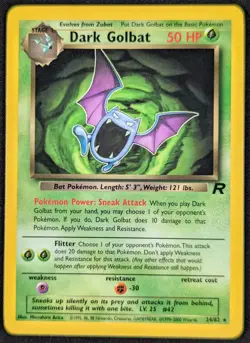 Dark Golbat Vintage Team Rocket Rare Non Holo Pokemon Card 24/82 (NM) - Image 1